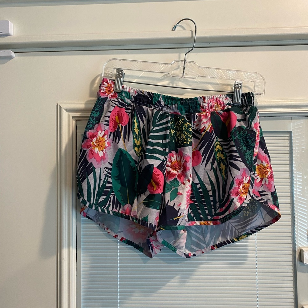 Old Navy Pink and Green Athletic Shorts with Elastic Waistband